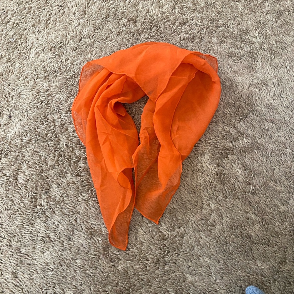 VTG 60’s Burnt Orange Autumn Silk Hand rolled Scarf